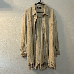 Blue B frayed long button down size medium